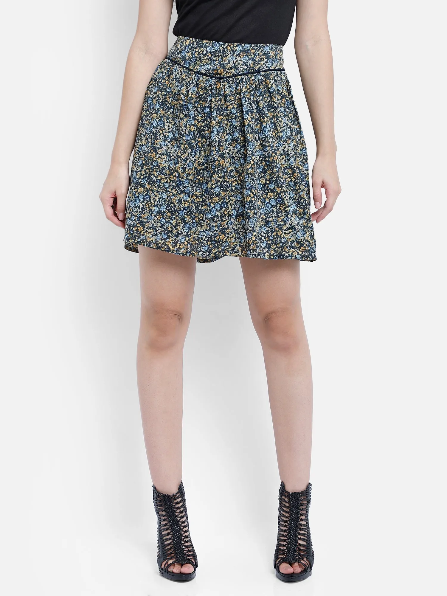 Floral print a-line mini skirt