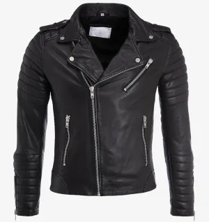 Mens Premium Black Leather Biker Jacket