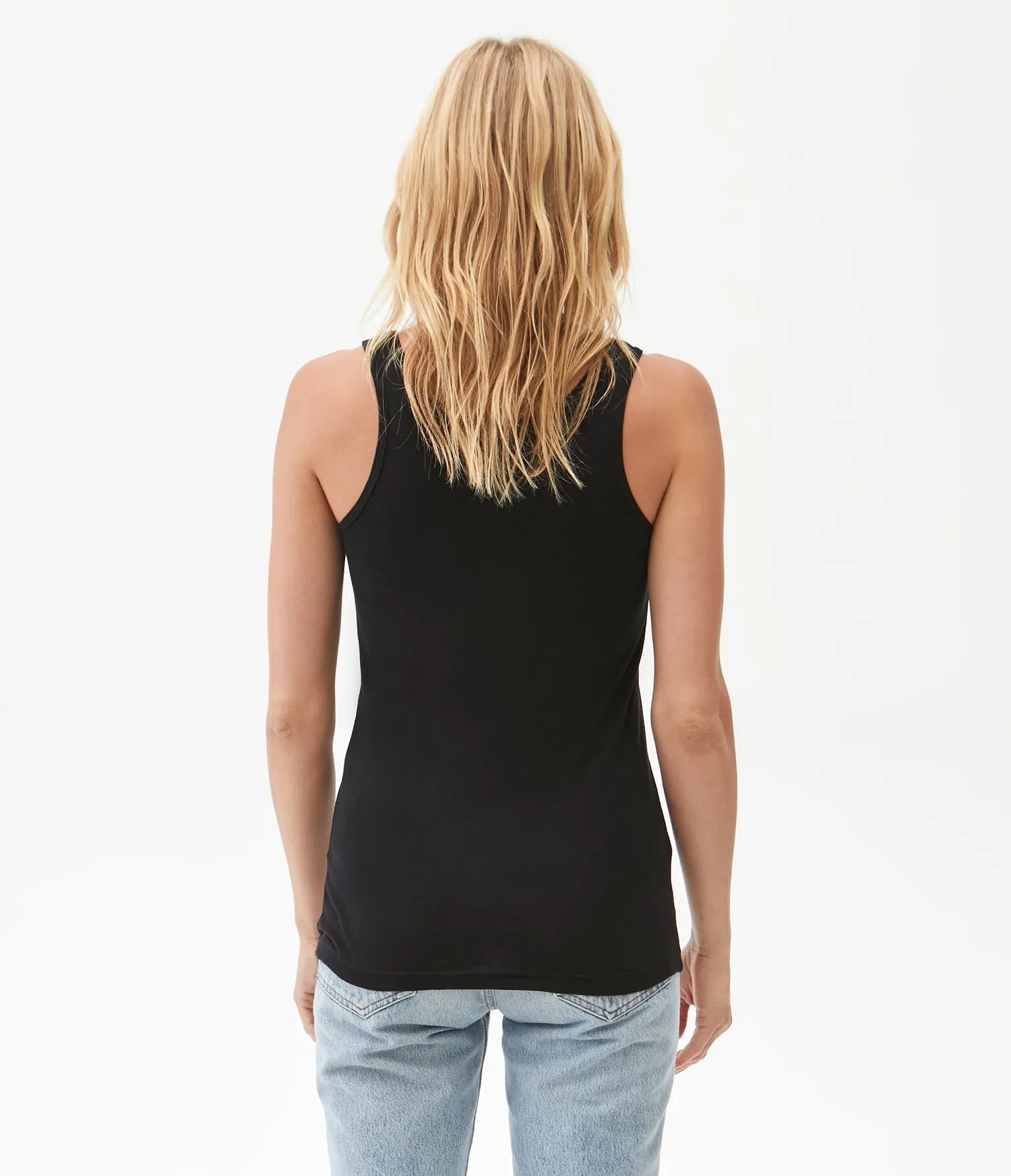 Sarah Boyfriend Tank | Black, White Periwinkle, Lake